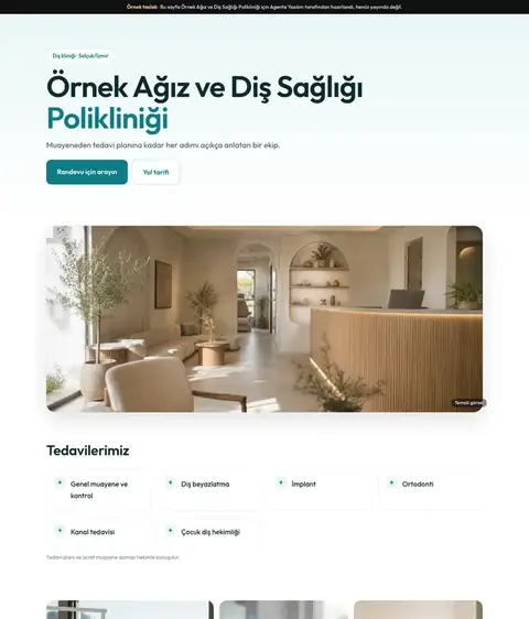 Klinik tasarımı, Diş kliniği için örnek site