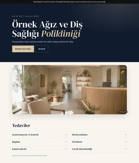 Premium tasarımı, Diş kliniği için örnek site