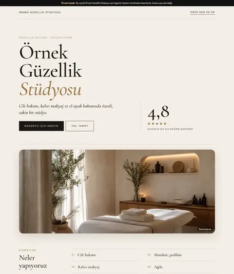 Atelier tasarımı, Güzellik salonu için örnek site