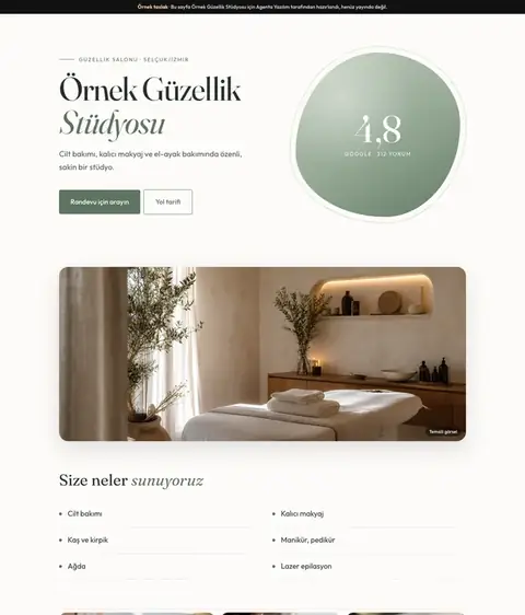 Doğal tasarımı, Güzellik salonu için örnek site