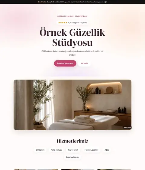 Pastel Stüdyo tasarımı, Güzellik salonu için örnek site