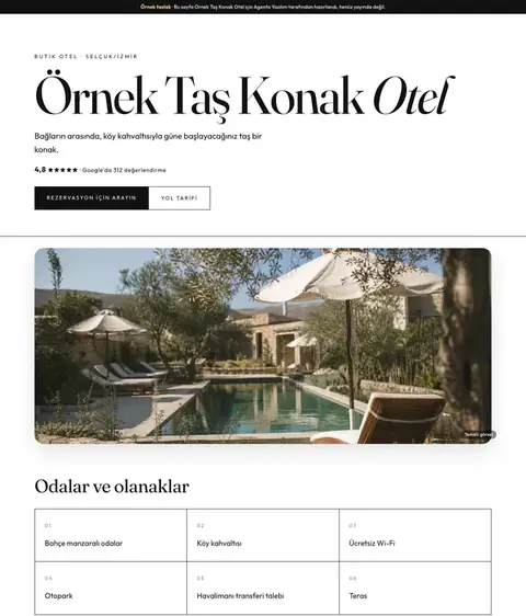 Modern Butik tasarımı, Otel ve pansiyon için örnek site
