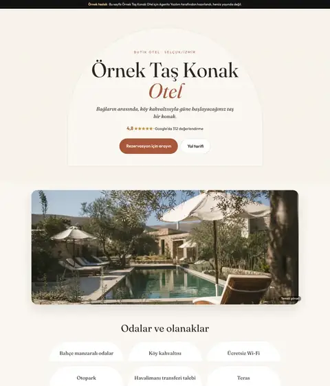 Taş Ev tasarımı, Otel ve pansiyon için örnek site