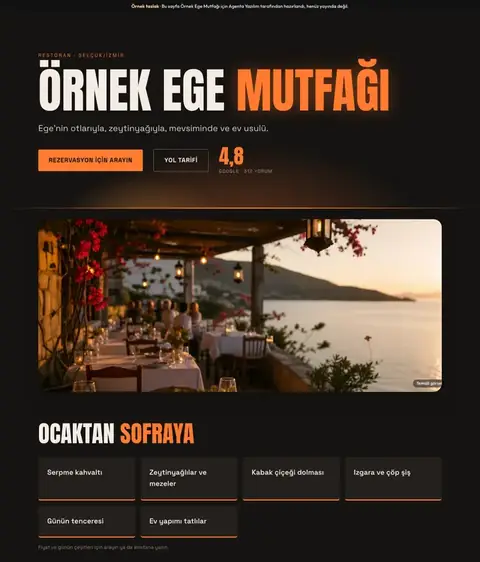 Ocakbaşı tasarımı, Restoran için örnek site